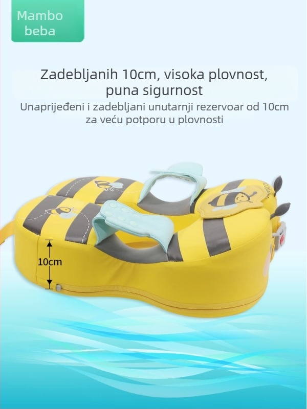 Ne-naduvavajući plivački prsten ispod pazuha za djecu, podijeljeni podesivi plivački prsten s motivom pčelice, za dob od 3 mjeseca do 6 godina