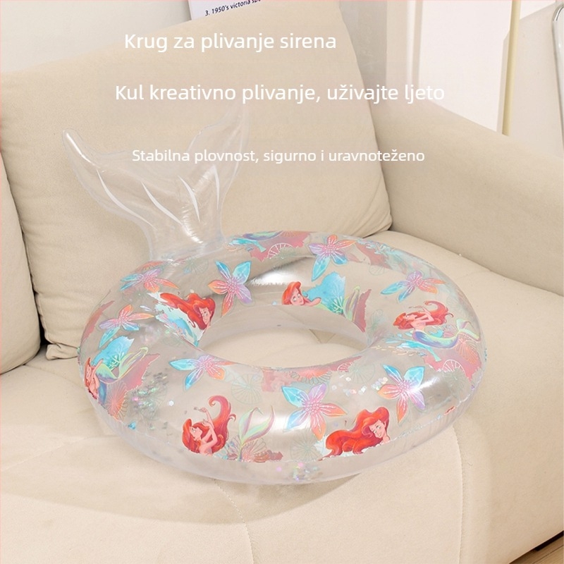 Dječji plivački prsten s motivom morske vile i šljokica, PVC, napuhavanje