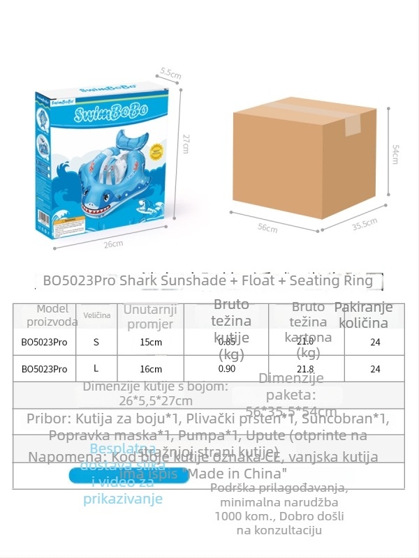 Swimbobo dječji plivački prsten od ekološkog PVC-a, debljina 0,35 mm, crtani uzorak, za bazene i vodne parkove