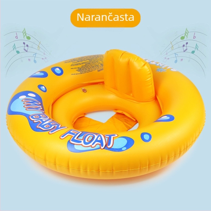 Dječji napuhani plivački prsten s podrškom ispod pazuha i naslonom — crtani dizajn, PVC, pogodan za plivanje i hodanje po vodi