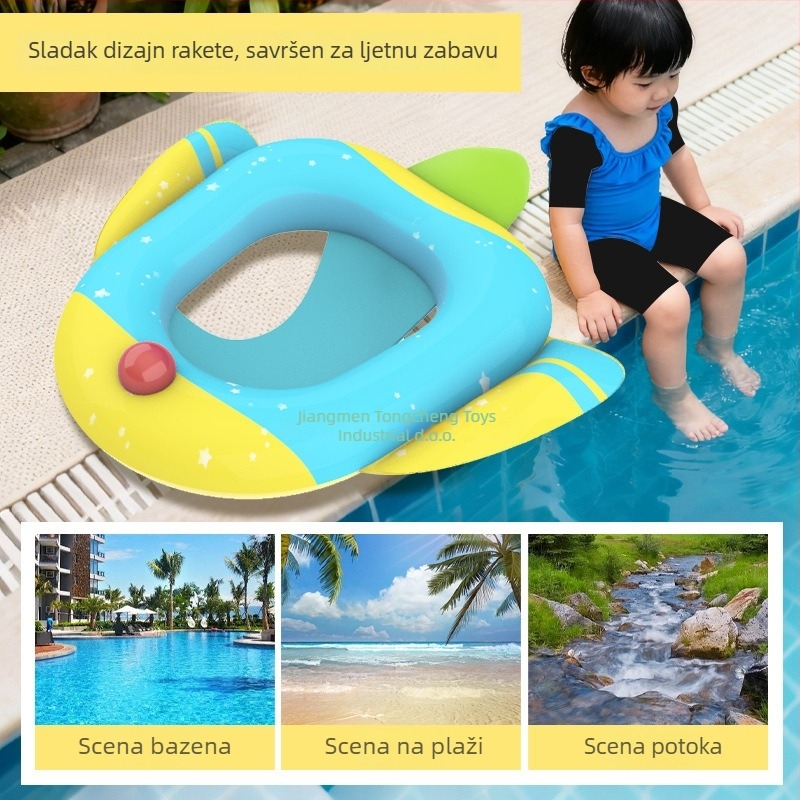 Raketa oblikovani plivački prsten za djecu, ekološki PVC, debljina 0,25 mm, jednofarbni uzorak, pogodan za plivanje i hodanje kroz vodu