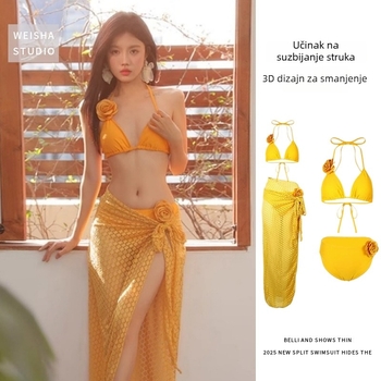 Trodjelni bikini set s uloškom za prsa, poliester visoke elastičnosti (94%), težina 250 g, podstava od poliestera