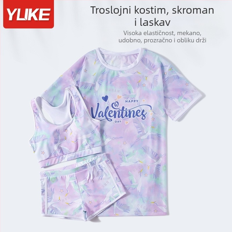 Ženski trodijelni kupaći set s cvjetnim uzorkom, poliester 85%, podstava 100% poliester, 300 g, jastučići za grudi bez metalne potpore