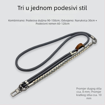 Narukvica za mobitel — ručno pleteni poliester šnura, metalna kopča, unisex, prilagodljiva