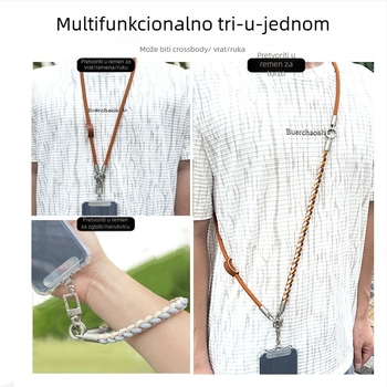 Telefonska narukvica tri u jedan, tkano poliesterska užad, metalna kopča, unisex, prilagodljivo