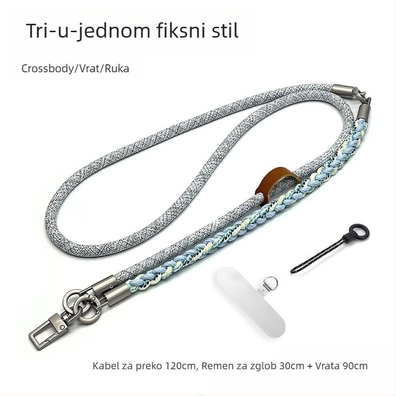 Telefonska narukvica tri u jedan, tkano poliesterska užad, metalna kopča, unisex, prilagodljivo