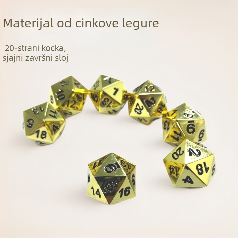 Kockice - 20-stranih, od cinkove legure, elektroplatirane, s mogućnošću prilagođenog logotipa
