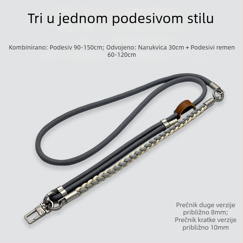 Remen za mobitel — Pleteni poliester, Metalna kopča, Prilagodljivo, Unisex
