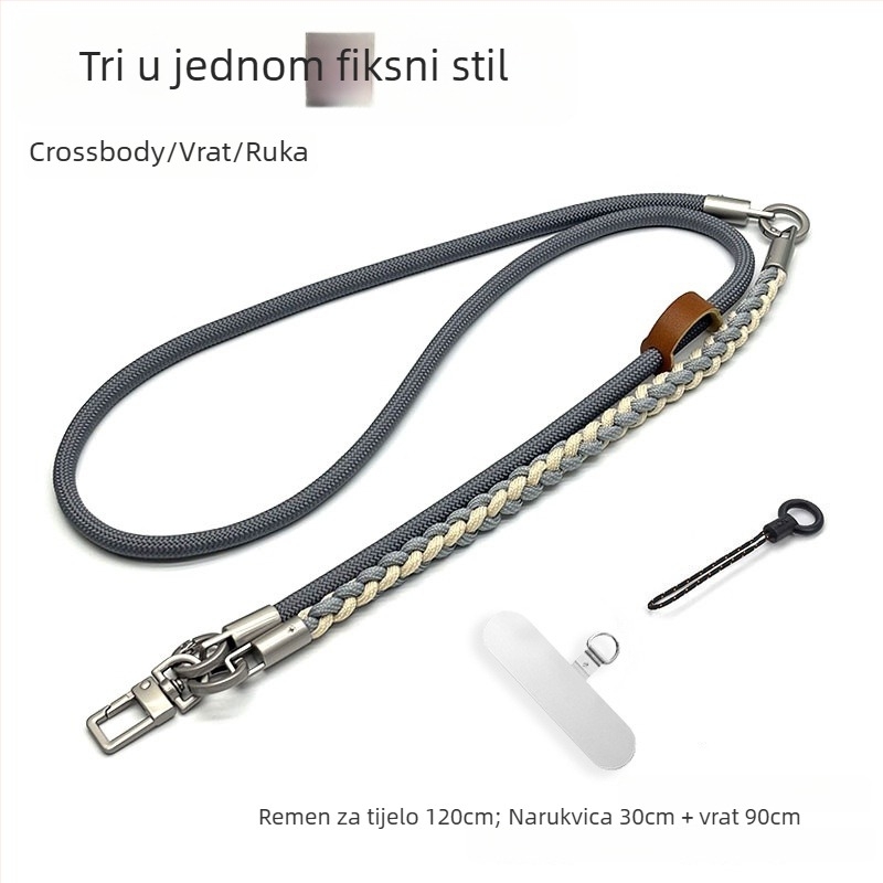 Remen za mobitel — Pleteni poliester, Metalna kopča, Prilagodljivo, Unisex