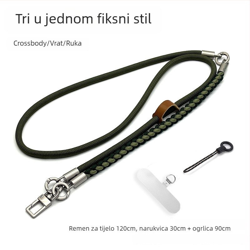 Remen za mobitel — Pleteni poliester, Metalna kopča, Prilagodljivo, Unisex