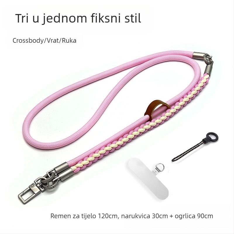 Remen za mobitel — Pleteni poliester, Metalna kopča, Prilagodljivo, Unisex