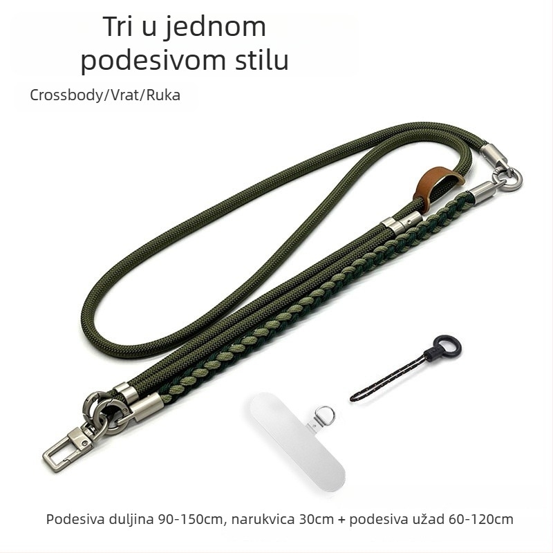 Remen za mobitel — Pleteni poliester, Metalna kopča, Prilagodljivo, Unisex