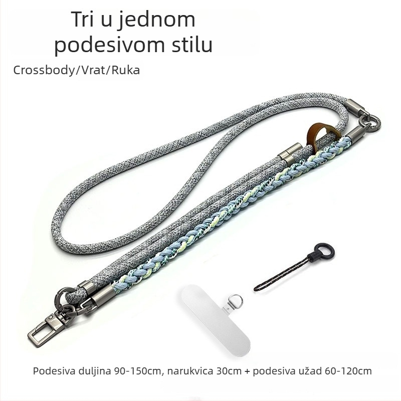 Remen za mobitel — Pleteni poliester, Metalna kopča, Prilagodljivo, Unisex