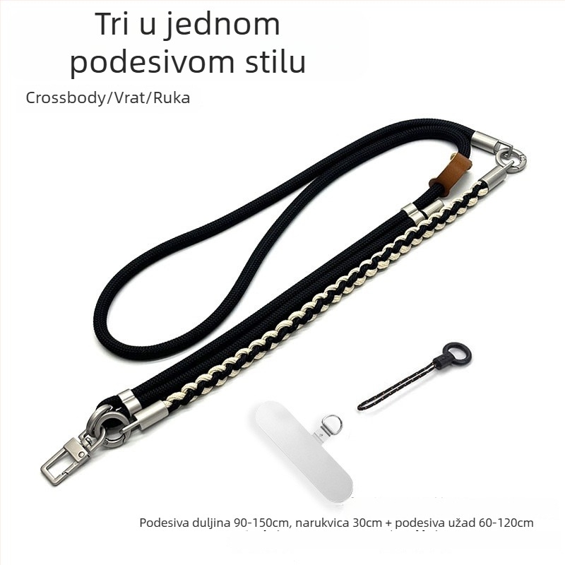 Remen za mobitel — Pleteni poliester, Metalna kopča, Prilagodljivo, Unisex