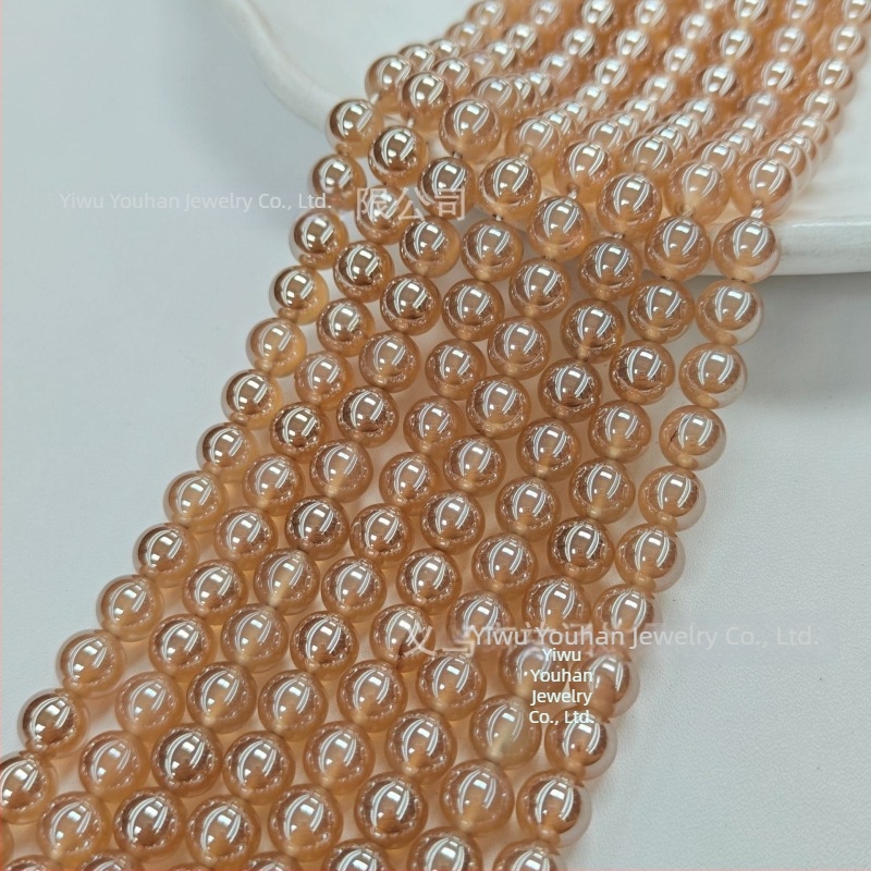 Ahatne perle s elektroplatiranim premazom – okrugle perle u baroknom stilu za DIY nakit