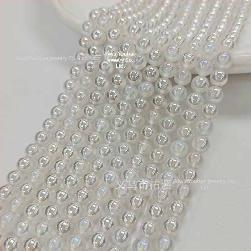 Ahatne perle s elektroplatiranim premazom – okrugle perle u baroknom stilu za DIY nakit