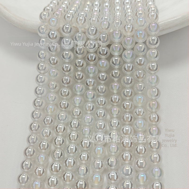 Ahatne perle s elektroplatiranim premazom – okrugle perle u baroknom stilu za DIY nakit