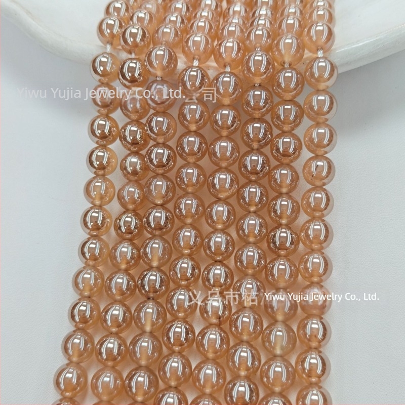 Ahatne perle s elektroplatiranim premazom – okrugle perle u baroknom stilu za DIY nakit