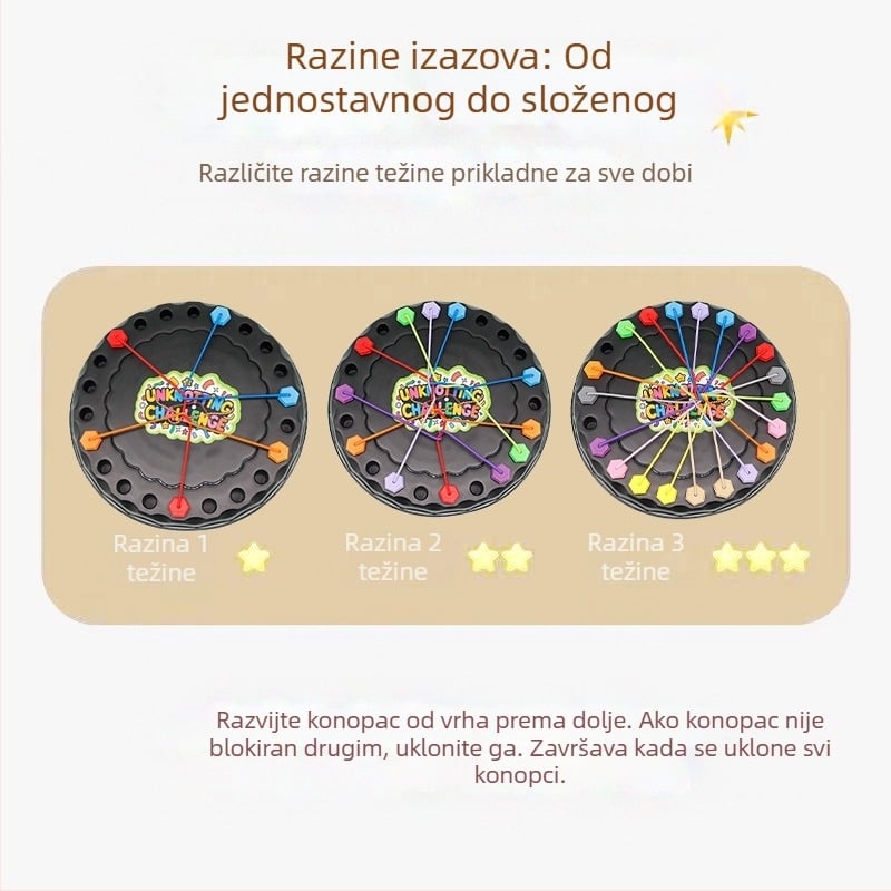 Društvena igra s kartama za rasplitanje užeta – plastika, logičko razmišljanje, uzraste 4–6, 7–14, 15–35, 36–60