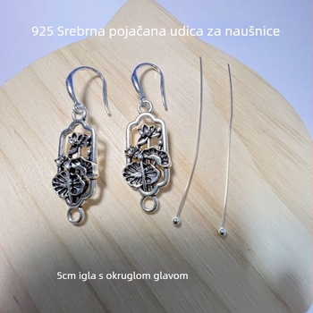 Naušnice s kukom za uho od srebra 925, oblik lotosovog lista, ručna izrada, DIY poluproizvod, elegantan antički stil
