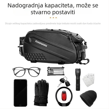 Torba za bicikl s velikim kapacitetom, za vožnju i putovanja, višenamjenska crossbody torba, jednostavna za ugradnju, vodootporna stražnja torba