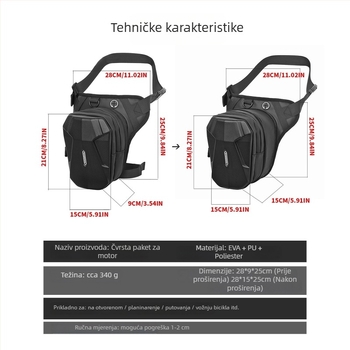 Taktična torbica za bedro za biciklizam, EVA materijal, prozračna, otporna na habanje i otporna na udarce, kapacitet 2 l, model YA566