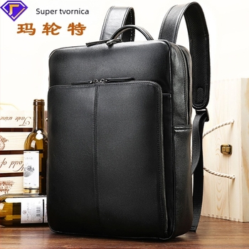 Ruksak od prave kože, prvi sloj teleće kože, zakrivljene naramenice, prozračan, vodootporan i otporan na habanje