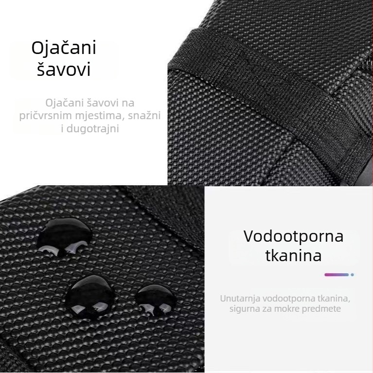 Višedjelna torba za bicikl: prednja okvir torba, torba na gornju cijev, torba za sjedalo, pretinac za alate za popravak i pretinac za telefon; bez podstavke