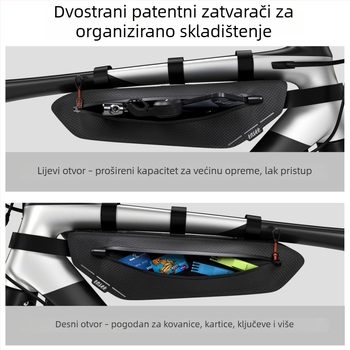 Torba za cestovni bicikl na prednju gornju cijev, vodootporna, multifunkcionalna, velika kapaciteta, unutarnja torba za gornju i donju cijev