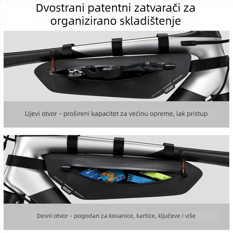 Torba za cestovni bicikl na prednju gornju cijev, vodootporna, multifunkcionalna, velika kapaciteta, unutarnja torba za gornju i donju cijev
