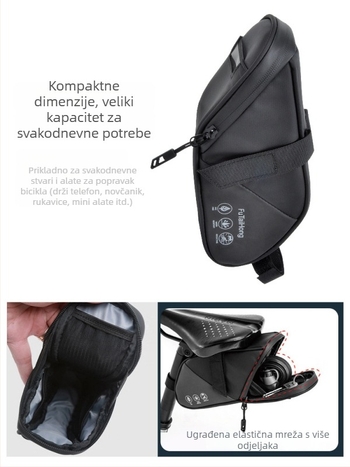 Torba za sjedalo bicikla, vodootporna PU koža, model CB02, Kapacitet 2