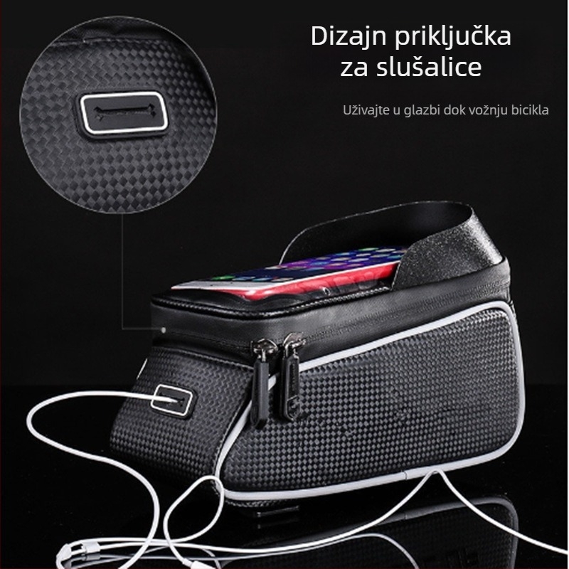 Torba za okvir planinskog bicikla s navigacijom na dodir, PU kožni kompozitni materijal, unutarnja podstava, velika kapaciteta