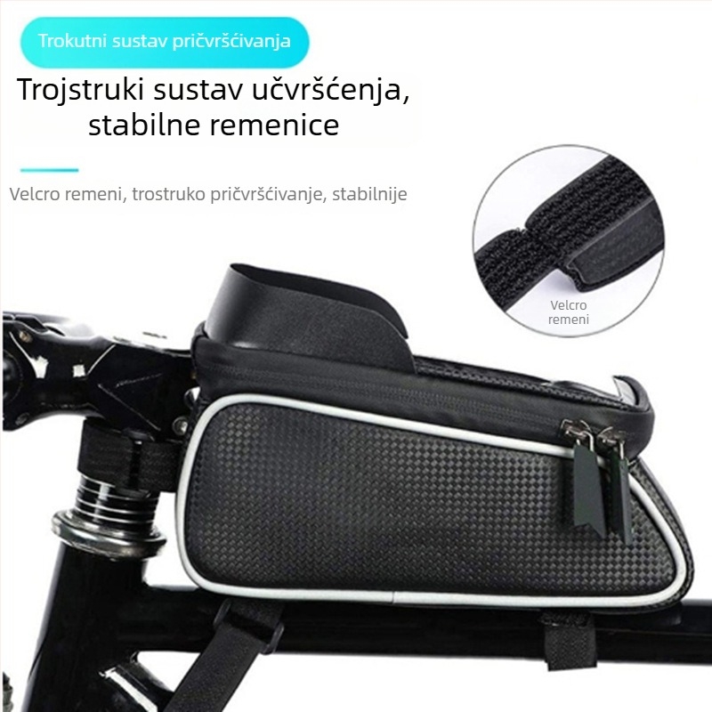 Torba za okvir planinskog bicikla s navigacijom na dodir, PU kožni kompozitni materijal, unutarnja podstava, velika kapaciteta