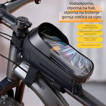 Prednja torbica za bicikl s dodirnim zaslonom na gornjoj cijevi, vodootporna za MTB i cestovne bicikle, kapacitet 1 L, model 1277, materijal PU+ EVA