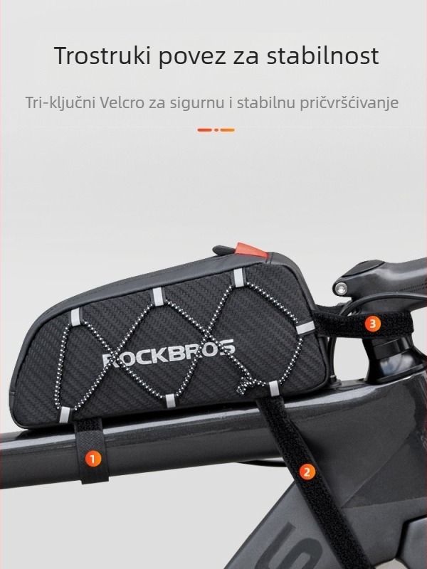 Rock Brothers torba za bicikl Rock Bros – prednja, crossbar i gornja cijev; model 985; materijal Silk Flower; kapacitet 1L