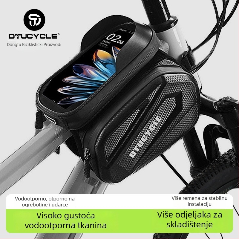 Torba za gornju cijev bicikla – vodootporna, s dodirnim zaslonom za telefon, 30 L kapacitet Dt1106, poliester