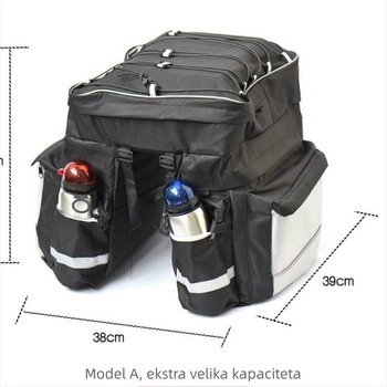 Torba za stražnji nosač bicikla – 43 L, platnena, tri-u-jednom Tote, vodootporna, model N87, s unutarnjim slojem