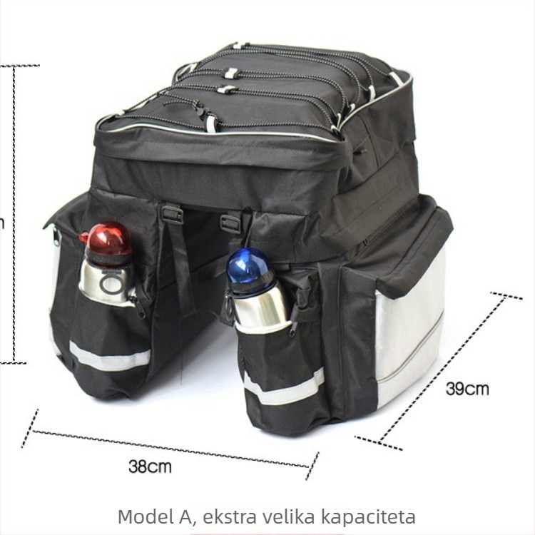 Torba za stražnji nosač bicikla – 43 L, platnena, tri-u-jednom Tote, vodootporna, model N87, s unutarnjim slojem