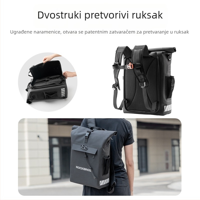 ROCKBROS vodootporna stražnja torba za bicikl s pretincem za kacigu, 13,5–18 L