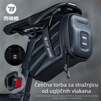 Torba za stražnji dio bicikla s tvrdim kućištem, za cestovne i planinske bicikle, EVA/poliester, 1.8 L, model YP0707395, s podstavom