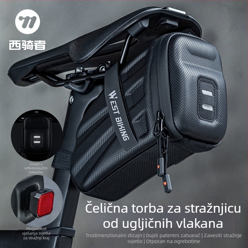 Torba za stražnji dio bicikla s tvrdim kućištem, za cestovne i planinske bicikle, EVA/poliester, 1.8 L, model YP0707395, s podstavom
