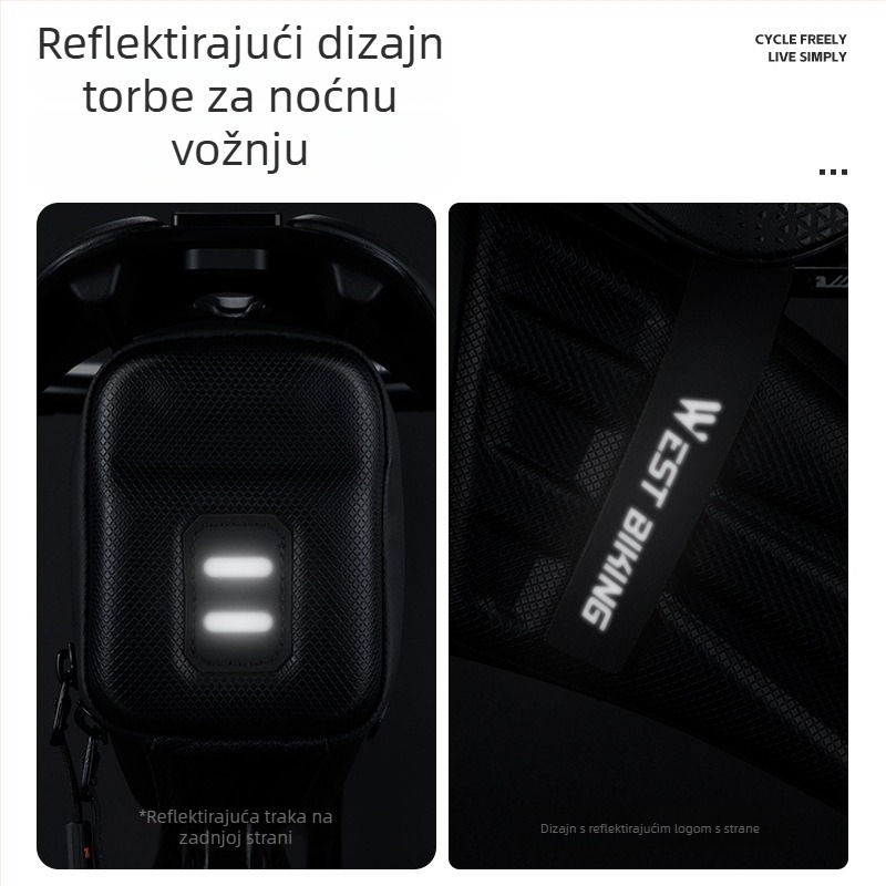 Torba za stražnji dio bicikla s tvrdim kućištem, za cestovne i planinske bicikle, EVA/poliester, 1.8 L, model YP0707395, s podstavom