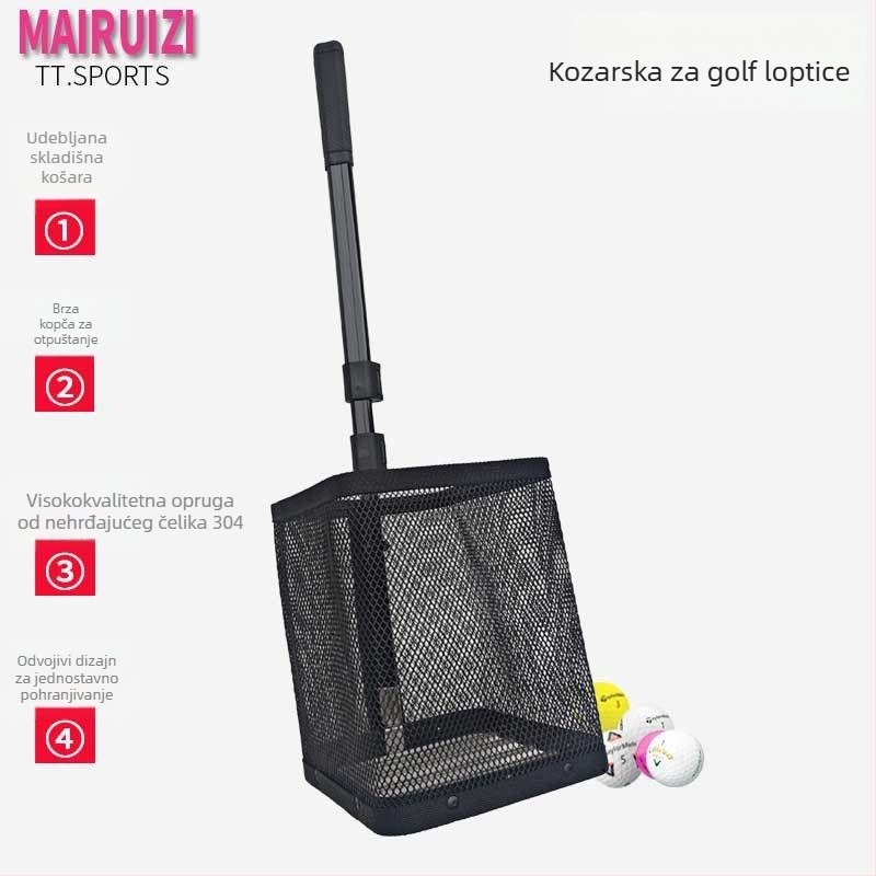 Golfski hvatač lopti s izvlačnom aluminijskom konstrukcijom za treniranje s više lopti