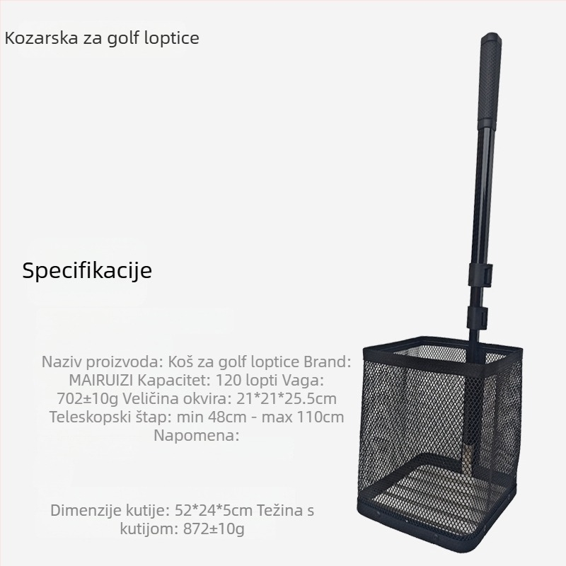 Golfski hvatač lopti s izvlačnom aluminijskom konstrukcijom za treniranje s više lopti
