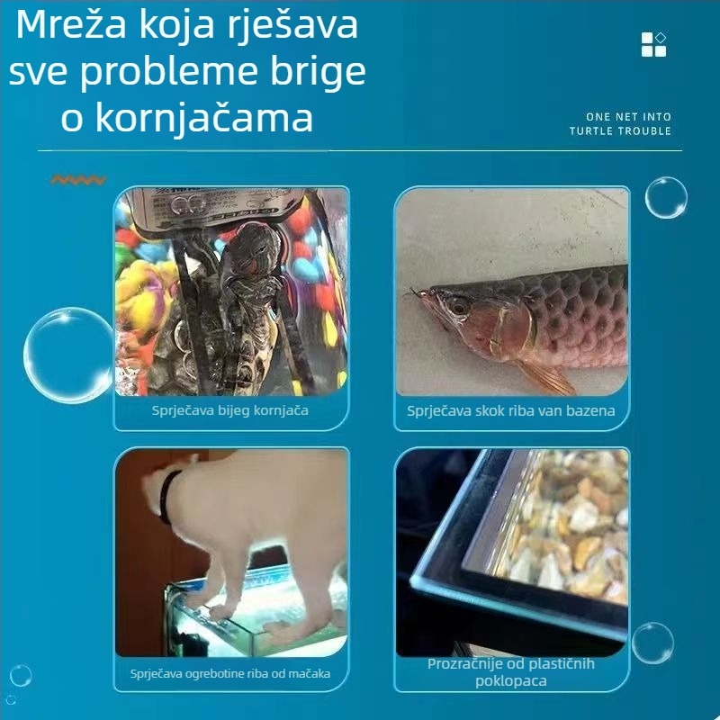 Kapak s mrežom za akvarij za kornjače, elastična mreža, protiv bijega i ogrebotina od mačaka (Materijal: plastika; Kategorija: Oprema za akvarij; Broj predmeta: AXd6ktOGoR0SNCfobqw3TVtd8XE=)