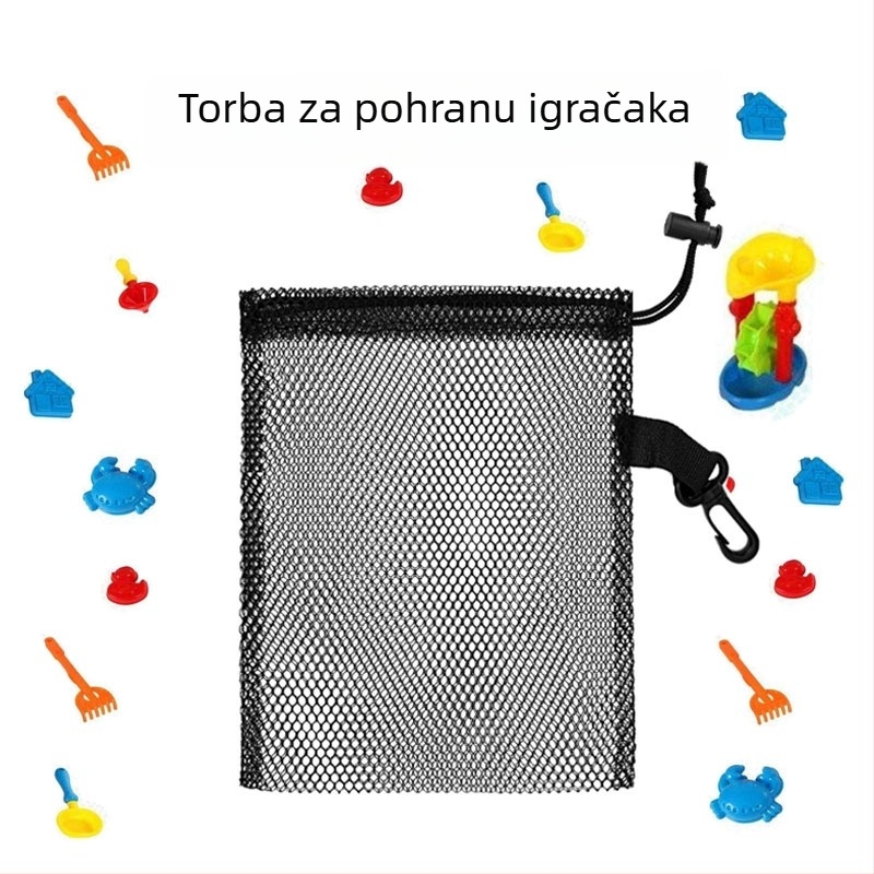 Poliesterska mrežasta torba sa šnúrkom za pohranu školjki — Peng Huiming, Bundle Pocket stil, sitotisak, logo otisnut