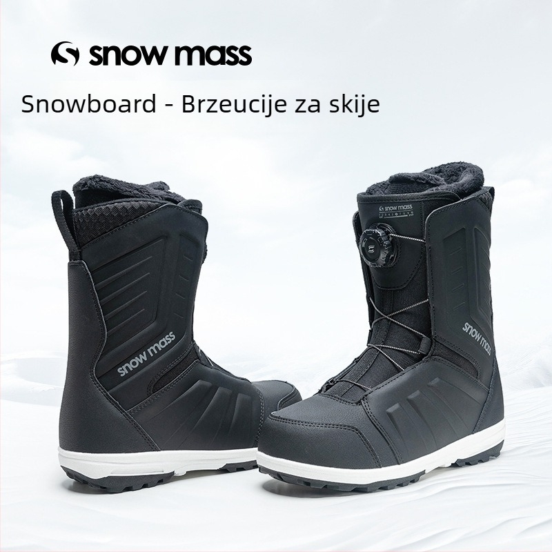 SNOWMASS snowboard cipele – kopča remena; gornji dio Pu + vodootporna tkanina; visina iznad 20 cm; gumeni potplat; EVA srednji potplat