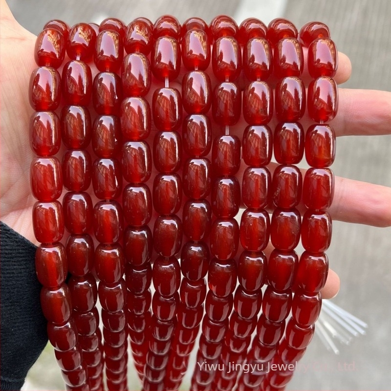 10x14mm 7A crvene ahat cilindrične perle – prirodni crveni ahat, labave perle za DIY nakit