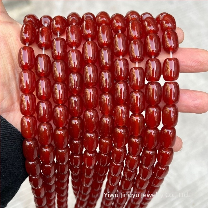 10x14mm 7A crvene ahat cilindrične perle – prirodni crveni ahat, labave perle za DIY nakit
