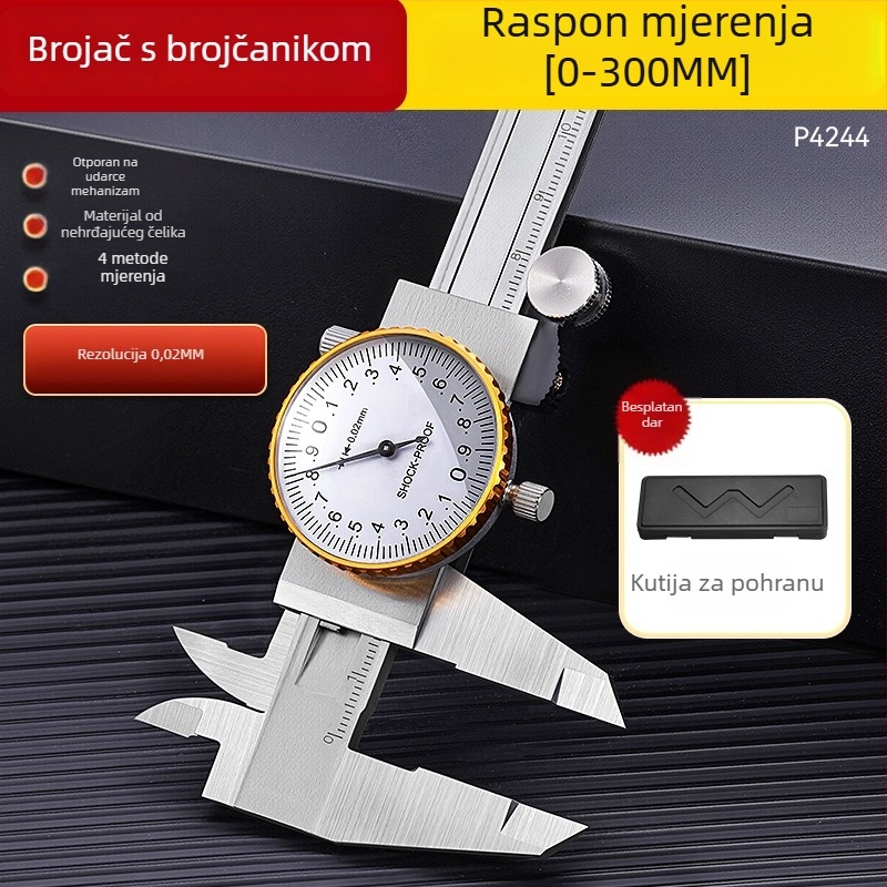 Digitalni kaliper s karbonskom konstrukcijom, kućište od nehrđajućeg čelika, industrijske klase, visokoprecizni elektronički prikaz